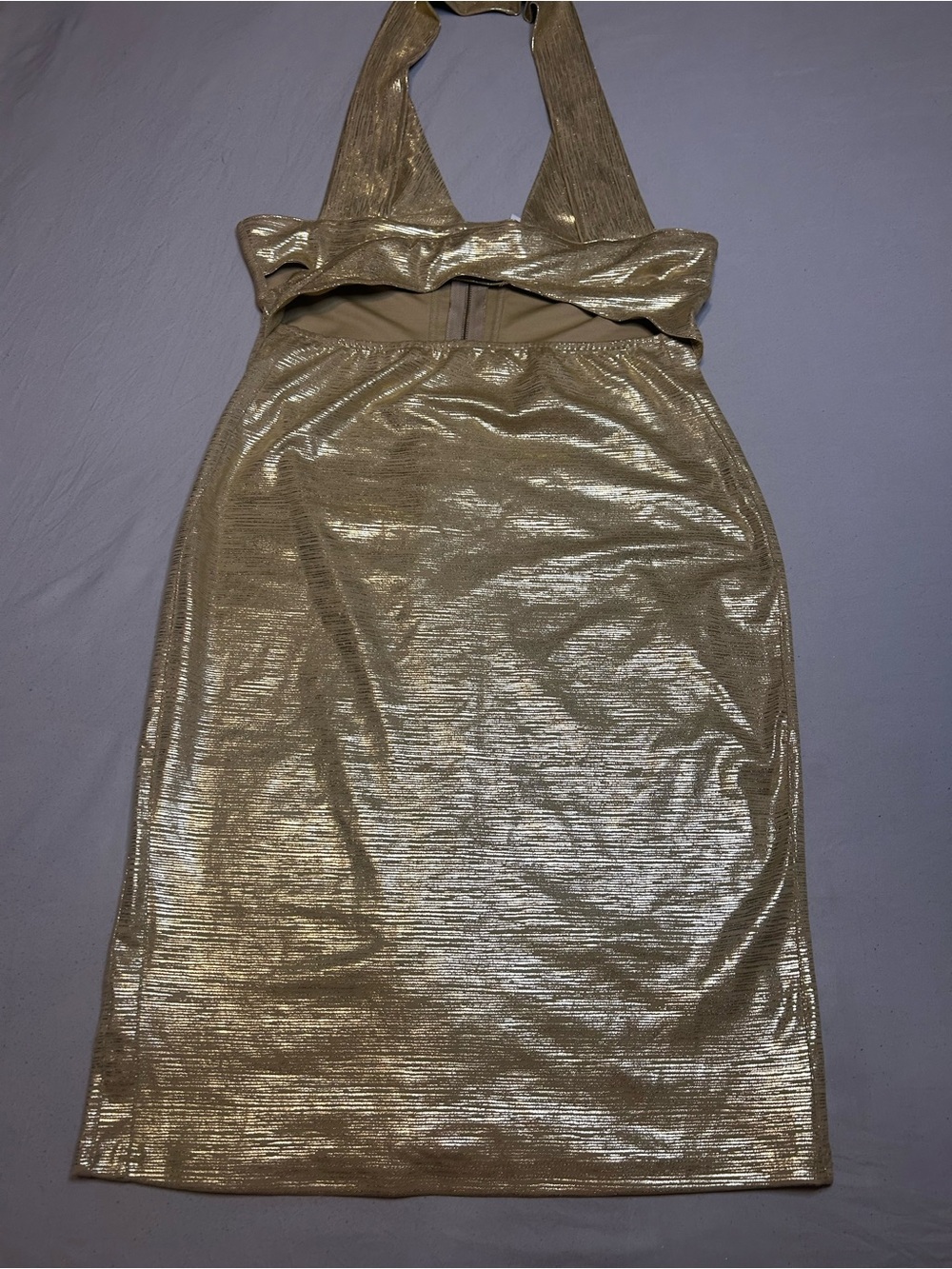CBR Metallic Gold Halter Mini Dress